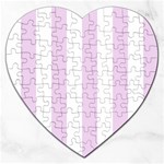 Vertical Stripes - White and Thistle Violet Jigsaw Puzzle (Heart)