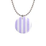 Vertical Stripes - White and Pale Lavender Violet 1  Button Necklace