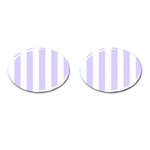 Vertical Stripes - White and Pale Lavender Violet Cufflinks (Oval)