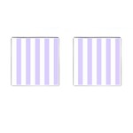 Vertical Stripes - White and Pale Lavender Violet Cufflinks (Square)