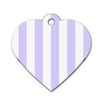 Vertical Stripes - White and Pale Lavender Violet Dog Tag Heart (Two Sides)