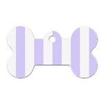 Vertical Stripes - White and Pale Lavender Violet Dog Tag Bone (Two Sides)