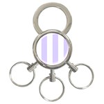 Vertical Stripes - White and Pale Lavender Violet 3-Ring Key Chain