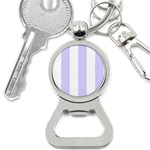 Vertical Stripes - White and Pale Lavender Violet Bottle Opener Key Chain