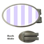 Vertical Stripes - White and Pale Lavender Violet Money Clip (Oval)