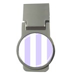 Vertical Stripes - White and Pale Lavender Violet Money Clip (Round)