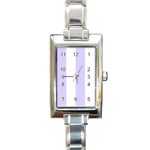 Vertical Stripes - White and Pale Lavender Violet Rectangle Italian Charm Watch