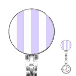 Vertical Stripes - White and Pale Lavender Violet Stainless Steel Nurses Watch