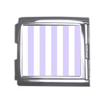Vertical Stripes - White and Pale Lavender Violet Mega Link Italian Charm (18mm)