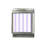 Vertical Stripes - White and Pale Lavender Violet Italian Charm (13mm)