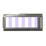 Vertical Stripes - White and Pale Lavender Violet Superlink Italian Charm (9mm)
