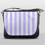 Vertical Stripes - White and Pale Lavender Violet Messenger Bag