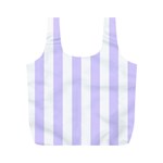 Vertical Stripes - White and Pale Lavender Violet Full Print Recycle Bag (M)