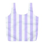 Vertical Stripes - White and Pale Lavender Violet Full Print Recycle Bag (L)