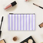 Vertical Stripes - White and Pale Lavender Violet Cosmetic Bag (S)