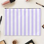 Vertical Stripes - White and Pale Lavender Violet Cosmetic Bag (XL)