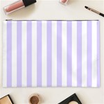 Vertical Stripes - White and Pale Lavender Violet Cosmetic Bag (XXL)