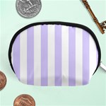 Vertical Stripes - White and Pale Lavender Violet Accessory Pouch (Medium)