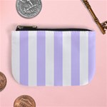 Vertical Stripes - White and Pale Lavender Violet Mini Coin Purse