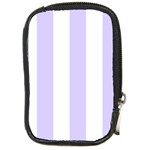 Vertical Stripes - White and Pale Lavender Violet Compact Camera Leather Case