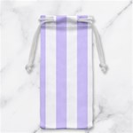 Vertical Stripes - White and Pale Lavender Violet Jewelry Bag