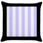 Vertical Stripes - White and Pale Lavender Violet Throw Pillow Case (Black)