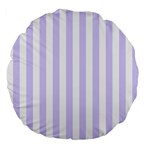 Vertical Stripes - White and Pale Lavender Violet Large 18  Premium Flano Round Cushion
