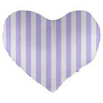 Vertical Stripes - White and Pale Lavender Violet Large 19  Premium Heart Shape Cushion