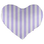 Vertical Stripes - White and Pale Lavender Violet Large 19  Premium Flano Heart Shape Cushion
