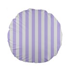 Vertical Stripes - White and Pale Lavender Violet Standard 15  Premium Round Cushion