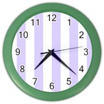 Vertical Stripes - White and Pale Lavender Violet Color Wall Clock