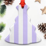 Vertical Stripes - White and Pale Lavender Violet Ornament (Christmas Tree)