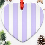 Vertical Stripes - White and Pale Lavender Violet Ornament (Heart)