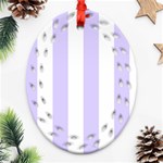 Vertical Stripes - White and Pale Lavender Violet Oval Filigree Ornament (Two Sides)