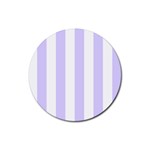 Vertical Stripes - White and Pale Lavender Violet Rubber Round Coaster (4 pack)