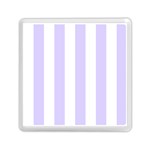 Vertical Stripes - White and Pale Lavender Violet Memory Card Reader with Storage (Square)