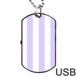 Vertical Stripes - White and Pale Lavender Violet Dog Tag USB Flash (One Side)