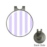 Vertical Stripes - White and Pale Lavender Violet Golf Ball Marker Hat Clip