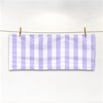 Vertical Stripes - White and Pale Lavender Violet Hand Towel