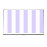 Vertical Stripes - White and Pale Lavender Violet Business Card Holder