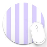 Vertical Stripes - White and Pale Lavender Violet Round Mousepad