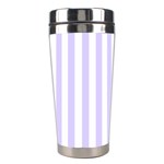 Vertical Stripes - White and Pale Lavender Violet Stainless Steel Travel Tumbler