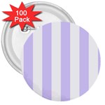 Vertical Stripes - White and Pale Lavender Violet 3  Button (100 pack)