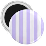 Vertical Stripes - White and Pale Lavender Violet 3  Magnet