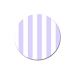 Vertical Stripes - White and Pale Lavender Violet Magnet 3  (Round)