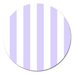 Vertical Stripes - White and Pale Lavender Violet Magnet 5  (Round)