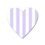 Vertical Stripes - White and Pale Lavender Violet Magnet (Heart)