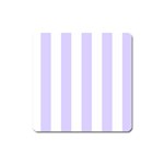 Vertical Stripes - White and Pale Lavender Violet Magnet (Square)