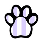 Vertical Stripes - White and Pale Lavender Violet Magnet (Paw Print)