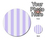 Vertical Stripes - White and Pale Lavender Violet Multi-purpose Cards (Round)